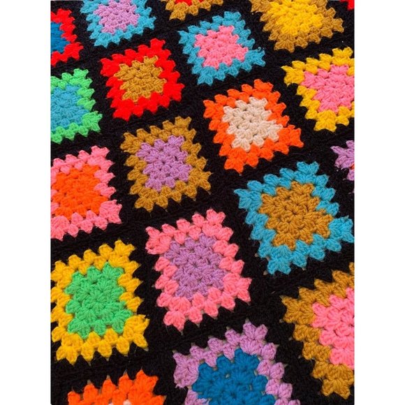 Vintage Handmade Granny Square Afghan Throw 54" Square - Picture 10 of 10
